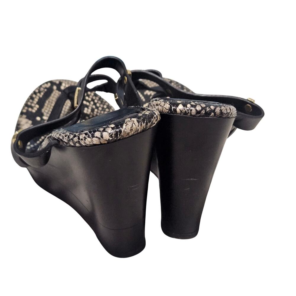 Thalia Sodi Black Marlina Srappy Sandals Snakeskin Gold-tone Hardware Size 7M - Picture 6 of 9